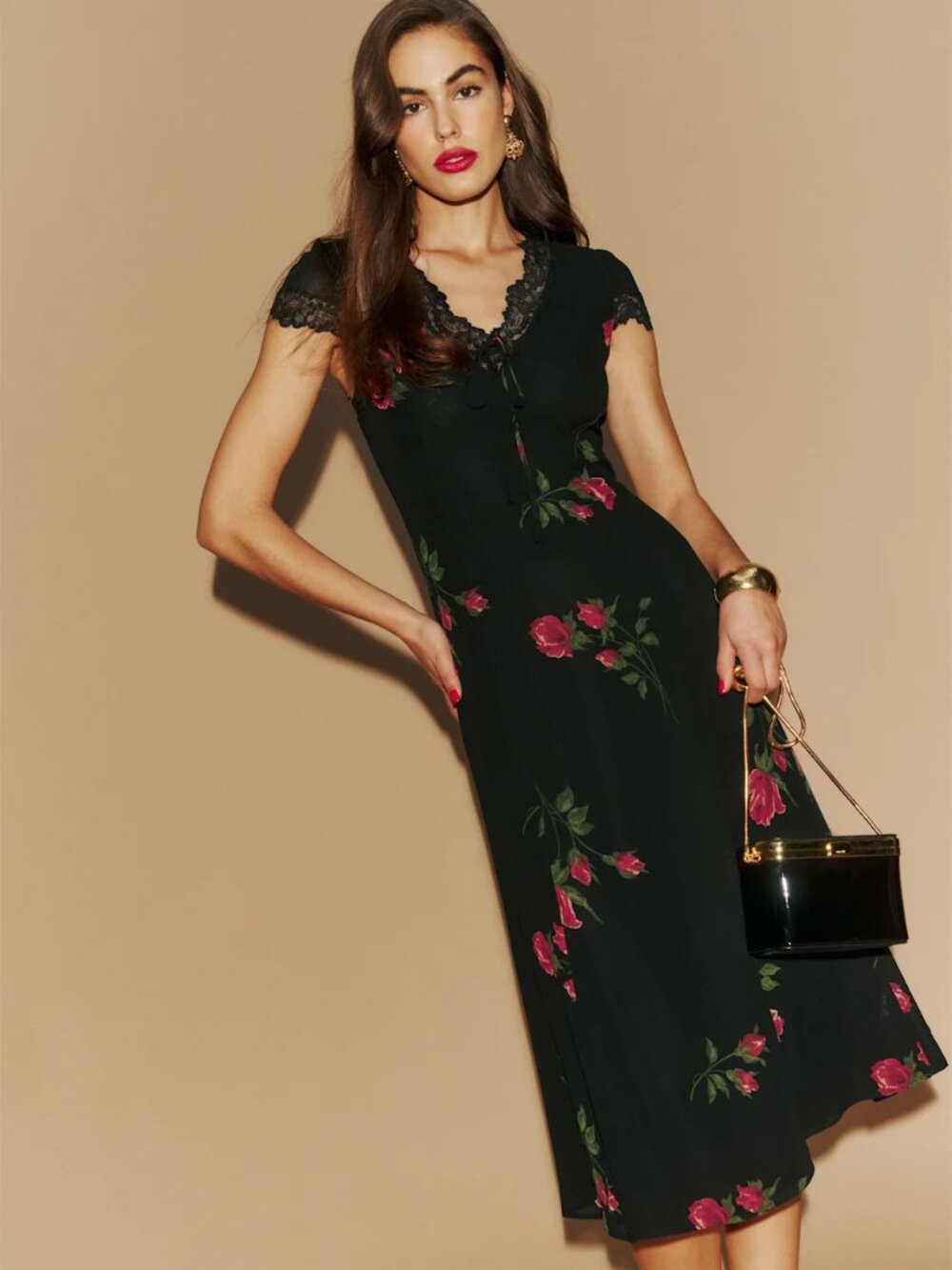 Reformation Tiffie Dress Black - Size 4